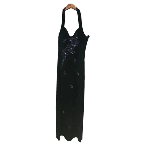Niki by Niki Livas Velvet Maxi Dress Black Size 14 - Picture 1 of 7